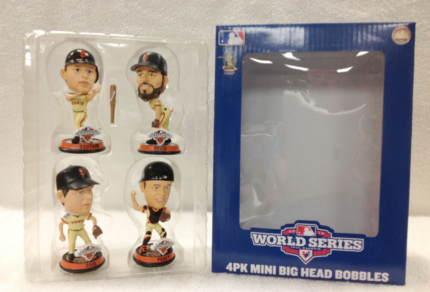 Sergio Romo Marco Scutaro Buster Posey Matt Cain WORLD SERIES Bobblehead SET - BobblesGalore