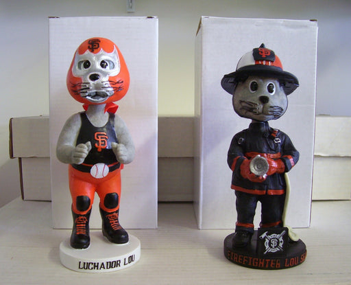 Lou Seal Firefighter and Lou Seal Luchador Wrestler Bobblehead Set - BobblesGalore