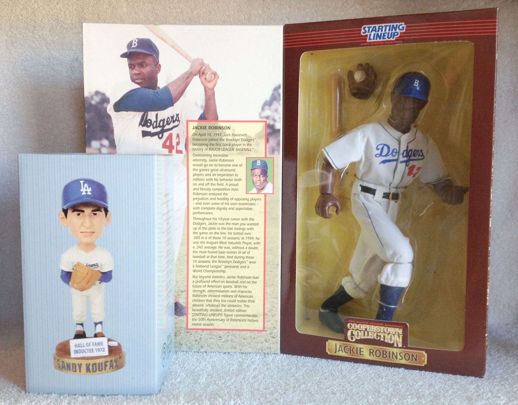 Sandy Koufax Bobblehead and Jackie Robinson Action Figure - BobblesGalore