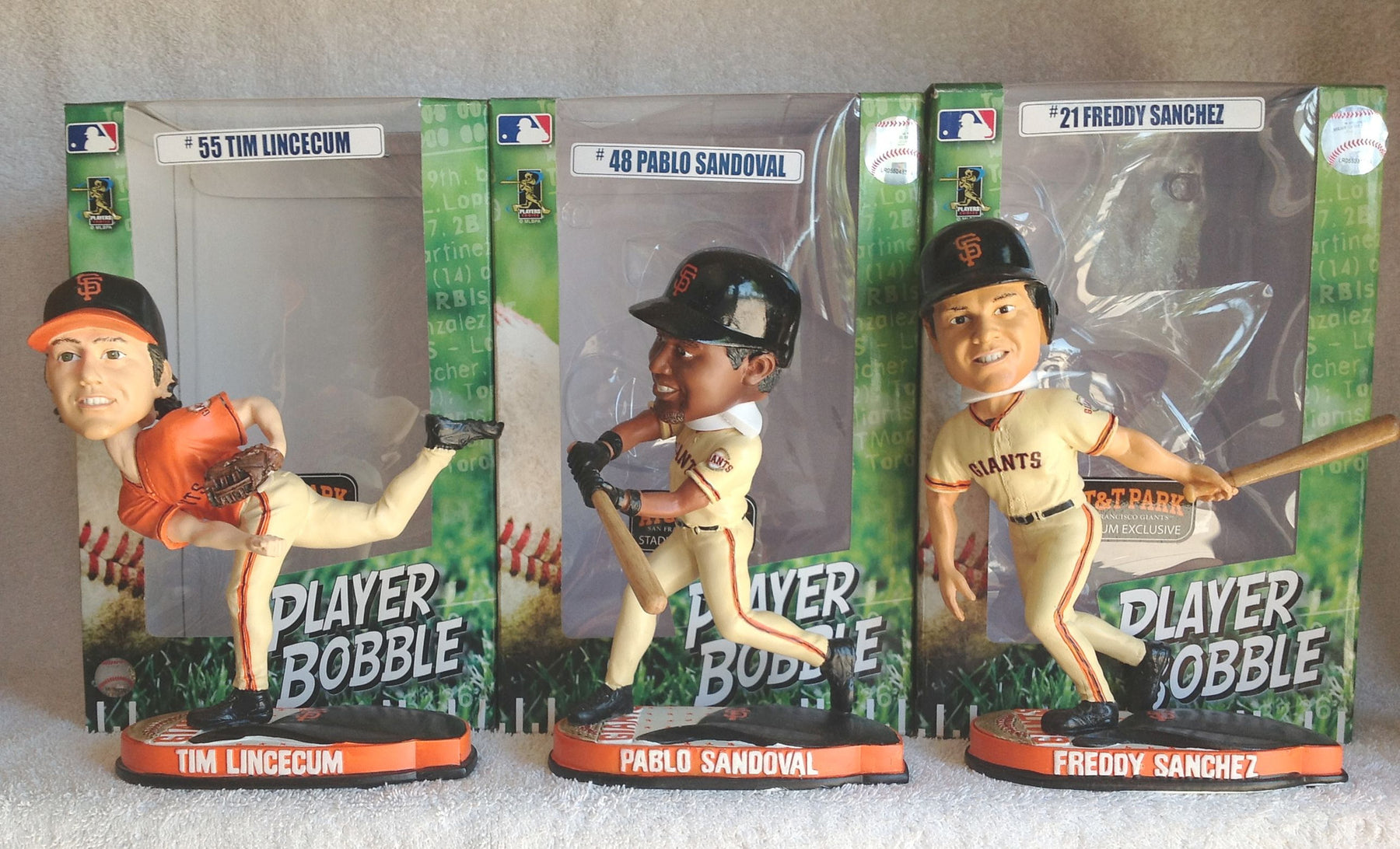 Tim Lincecum Pablo Sandoval and Freddy Sanchez Bobbleheads - BobblesGalore