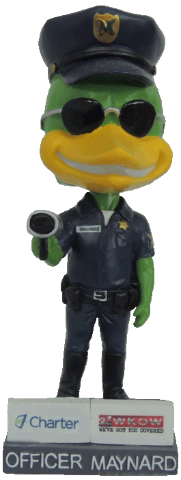Maynard the Mallard Madison Mallards SGA - 06/23/13 (policeman) Bobblehead MiLB