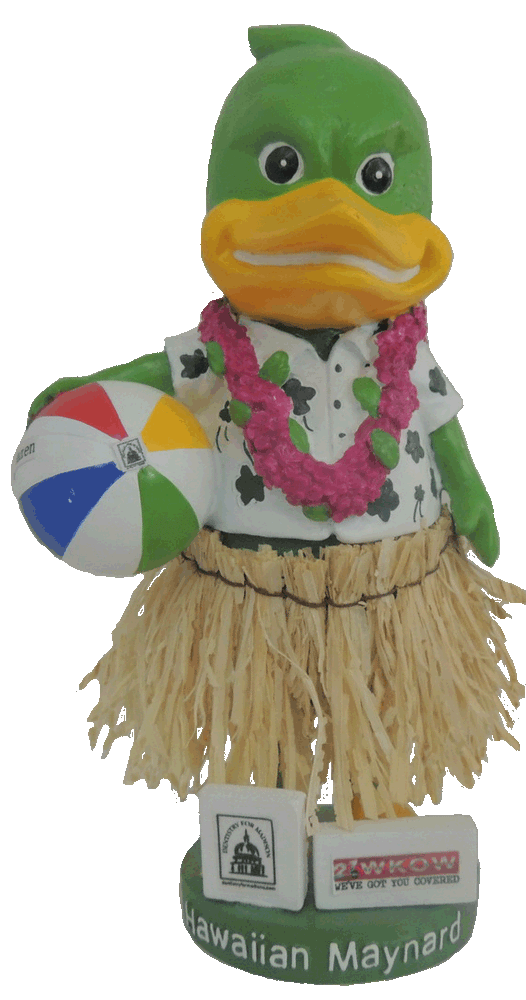 Maynard the Mallard Madison Mallards SGA - 07/18/13 (hawaiian) Bobblehead MiLB