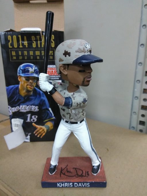 Kris Davis Camo Signed Brewers Limited Edition Bobblehead