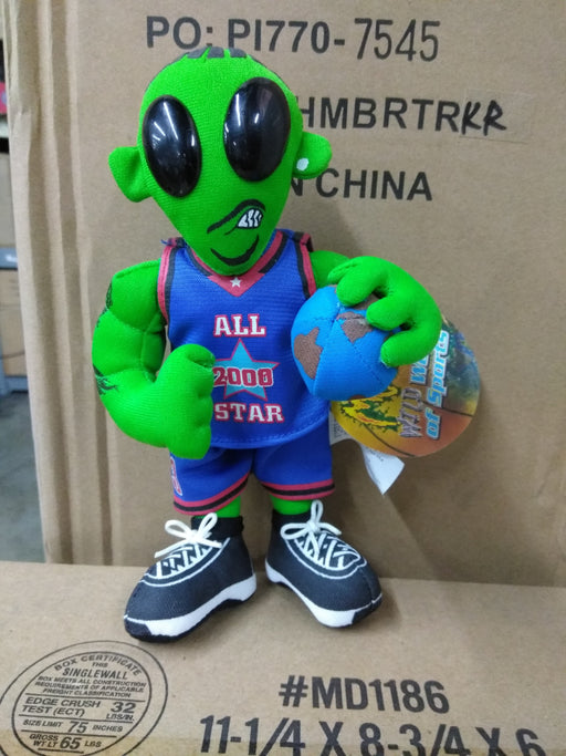 2000 All Star Green Stuffed Alien Basketball NBA Bobblehead