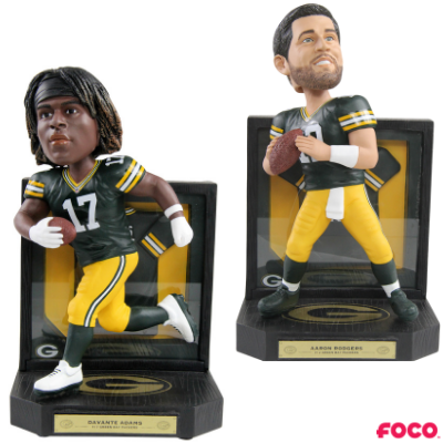 Green Bay Packers Framed Jersey Bobbleheads - Featuring Aaron Rodgers and Davante Adams