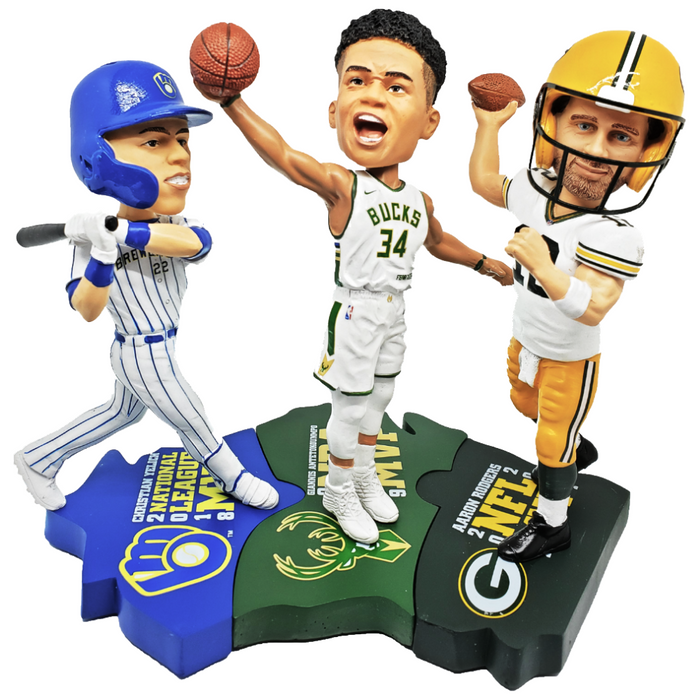 Wisconsin MVP Set and Green Bay Packers Triple Bobblehead Puzzle Set