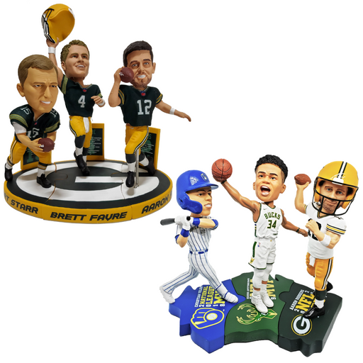 Wisconsin MVP Set and Green Bay Packers Triple Bobblehead Puzzle Set